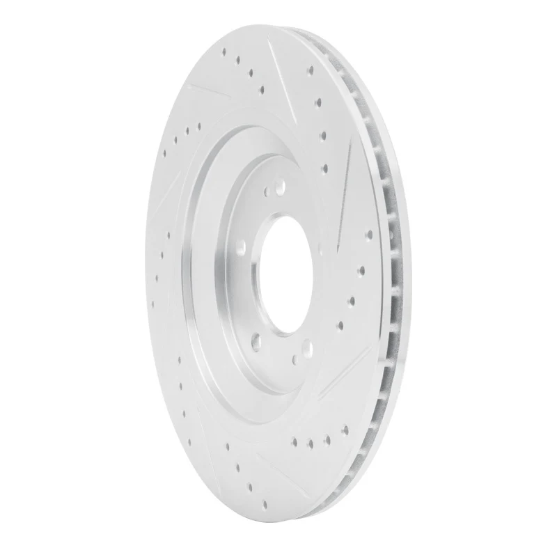 R1 2019-2025 Hyundai Elantra N Rear Left Drilled & Slotted Silver Brake Rotor - Image 2