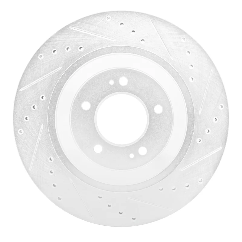 R1 2019-2025 Hyundai Elantra N Rear Left Drilled & Slotted Silver Brake Rotor - Image 3