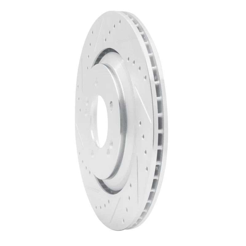 R1 2019-2025 Hyundai Elantra N Rear Left Drilled & Slotted Silver Brake Rotor - Image 4