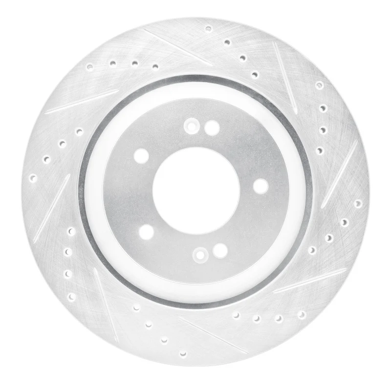 R1 2019-2025 Hyundai Kona N Rear Right Drilled & Slotted Silver Brake Rotor