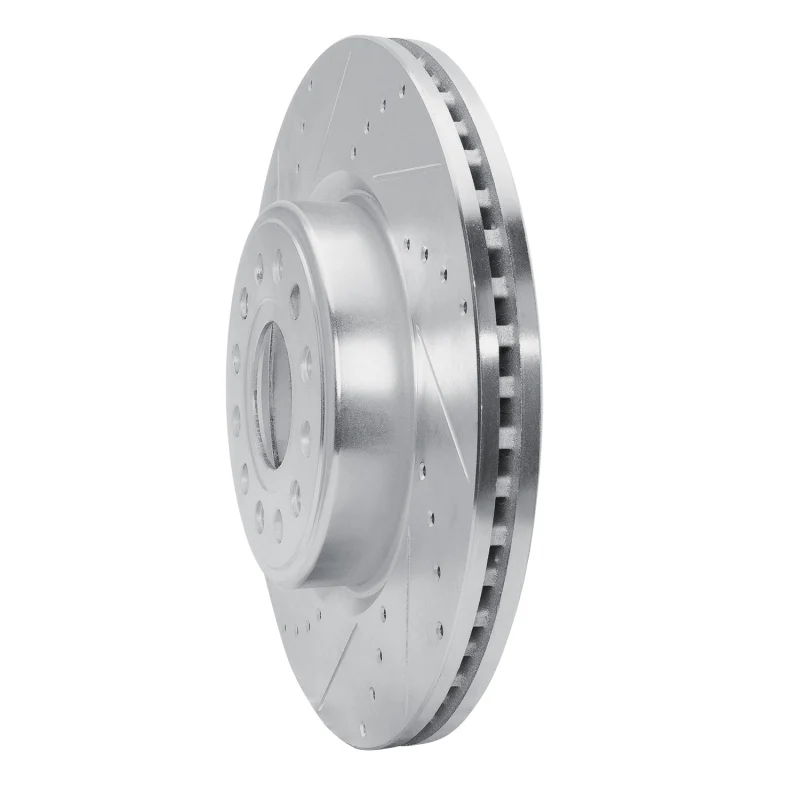 R1 2019-2025 Ram 1500 Front Left Drilled & Slotted Silver Brake Rotor - Image 5