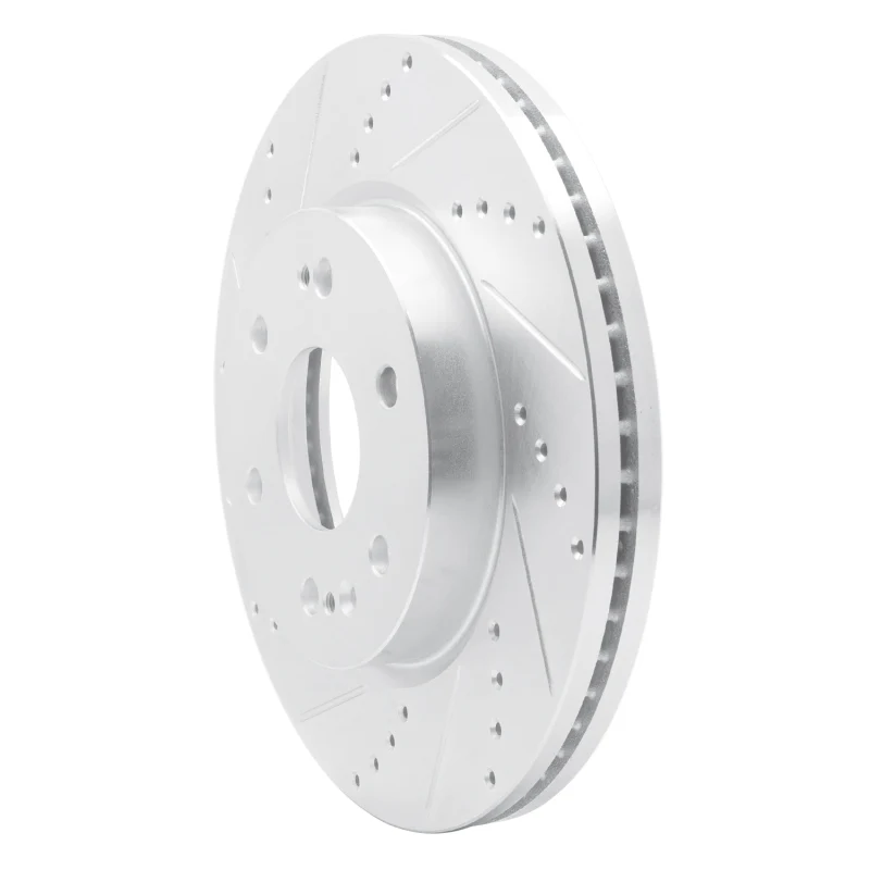R1 2019-2026 Cadillac Vistiq Front Left Drilled & Slotted Silver Brake Rotor - Image 3
