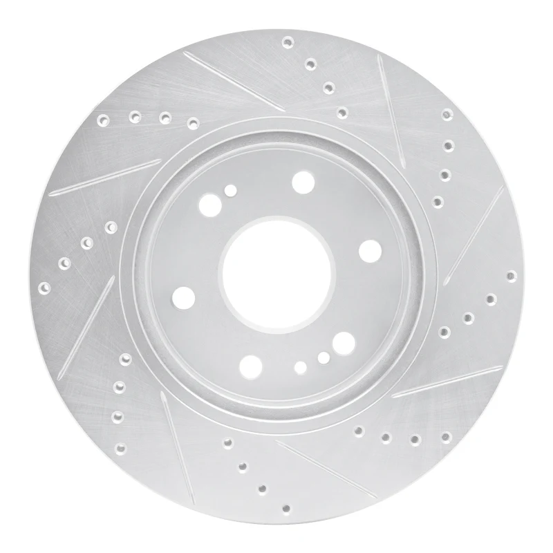 R1 2019-2026 Cadillac Vistiq Front Left Drilled & Slotted Silver Brake Rotor - Image 4