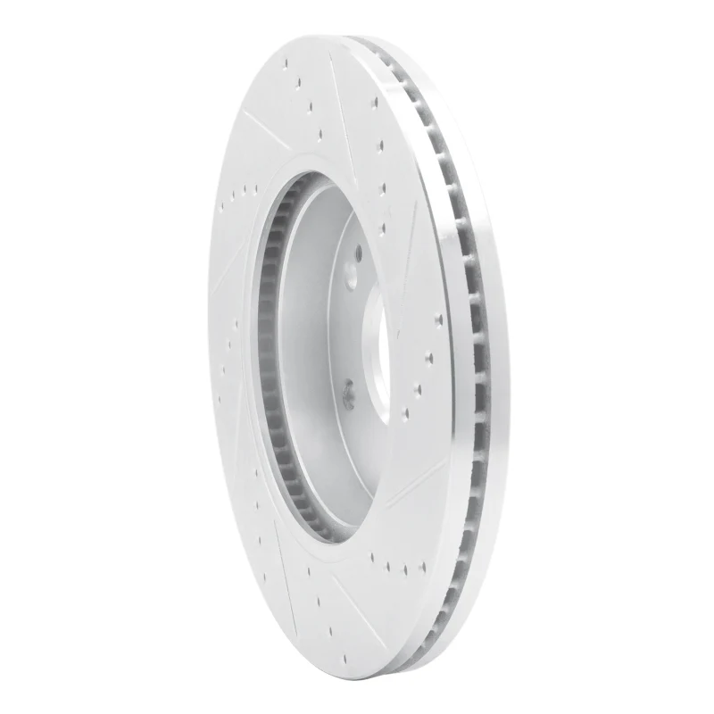 R1 2019-2026 Cadillac Vistiq Front Left Drilled & Slotted Silver Brake Rotor - Image 5
