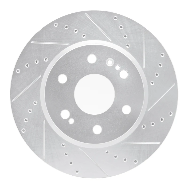R1 2019-2026 Cadillac Vistiq Front Right Drilled & Slotted Silver Brake Rotor