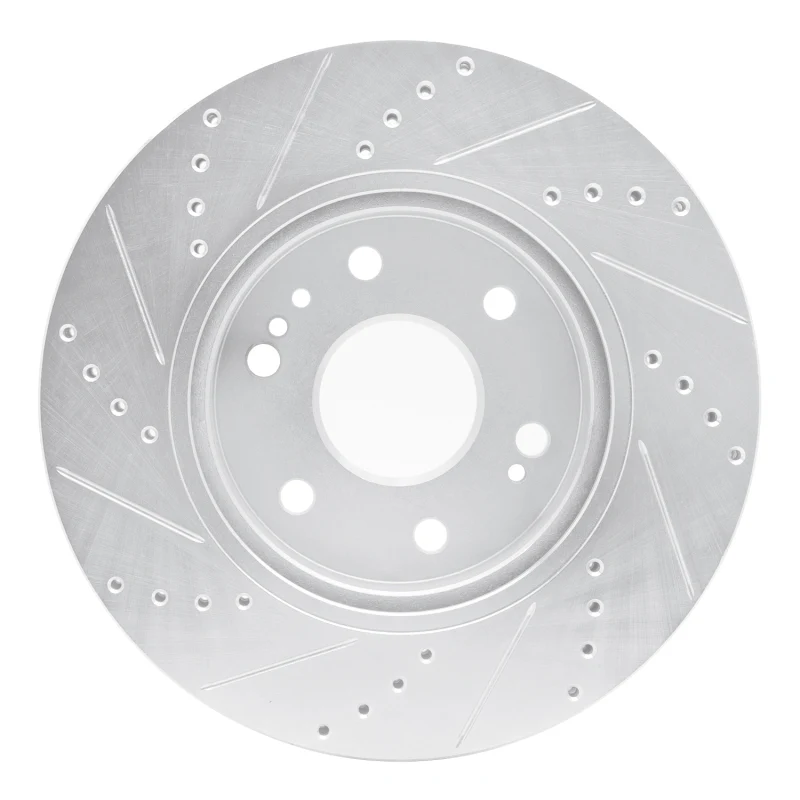 R1 2019-2026 Cadillac Vistiq Front Right Drilled & Slotted Silver Brake Rotor - Image 5