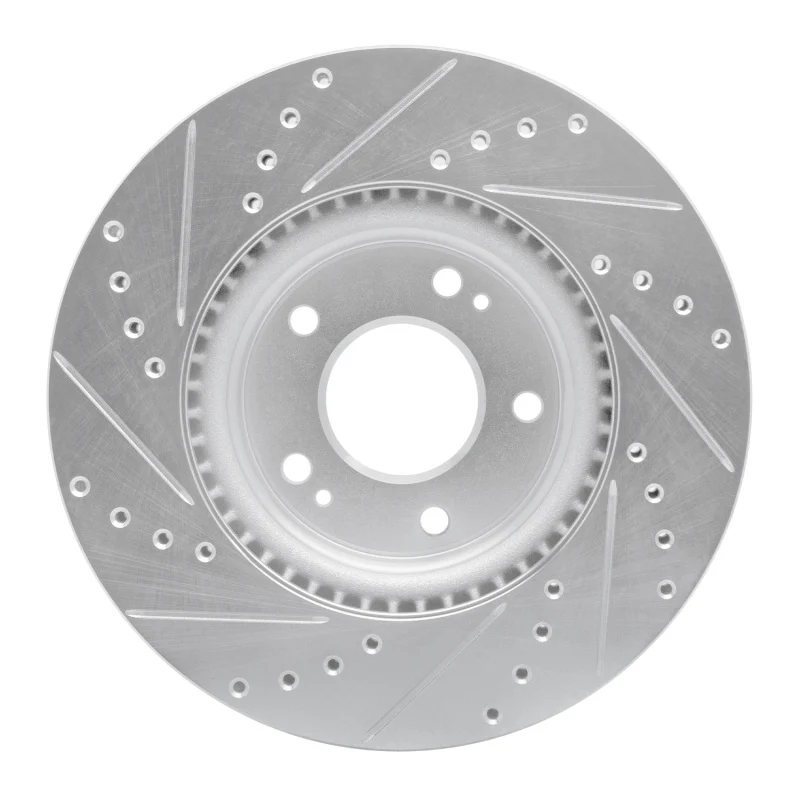 R1 2020-2025 Hyundai Elantra Front Right Drilled & Slotted Silver Brake Rotor - Image 4