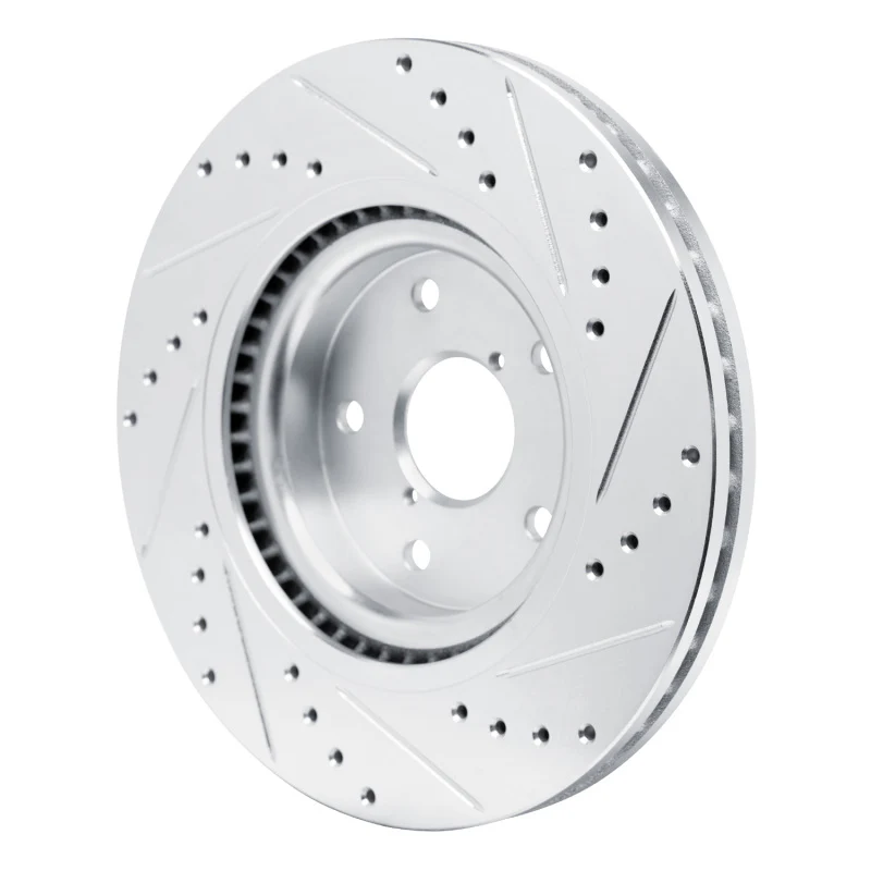 R1 2020-2025 Subaru WRX Front Left Drilled & Slotted Silver Brake Rotor - Image 5
