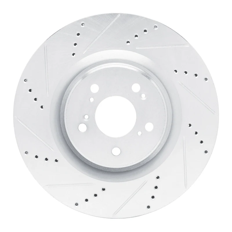 R1 2021-2025 Acura TLX Front Left Drilled & Slotted Silver Brake Rotor