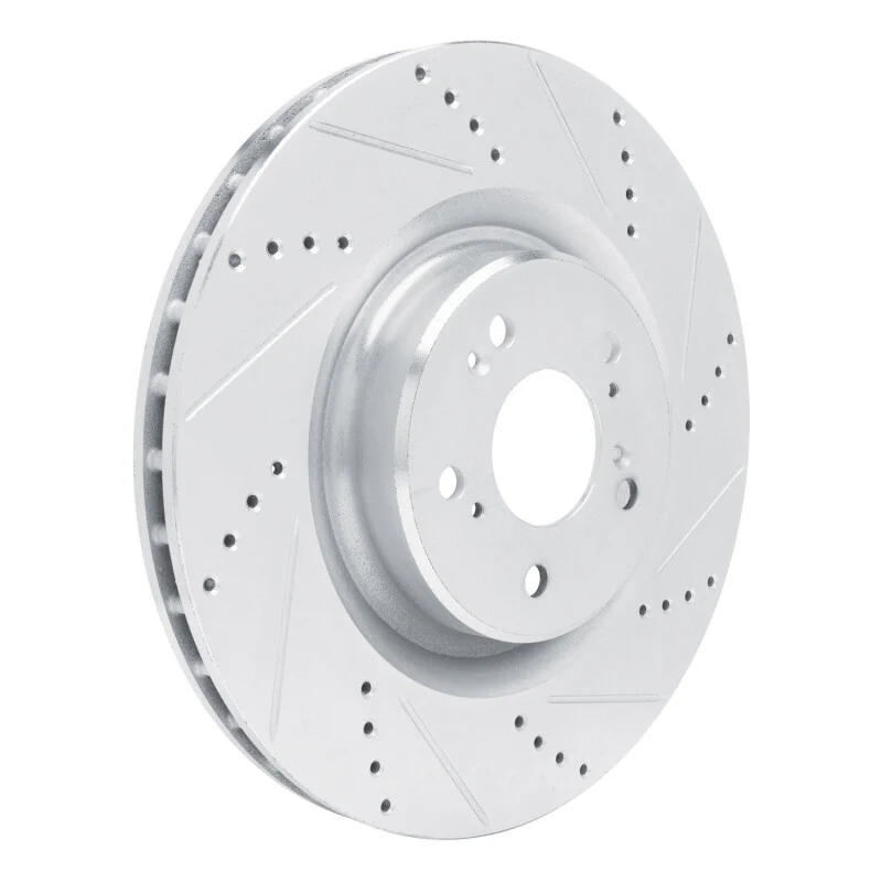 R1 2021-2025 Acura TLX Front Right Drilled & Slotted Silver Brake Rotor - Image 2