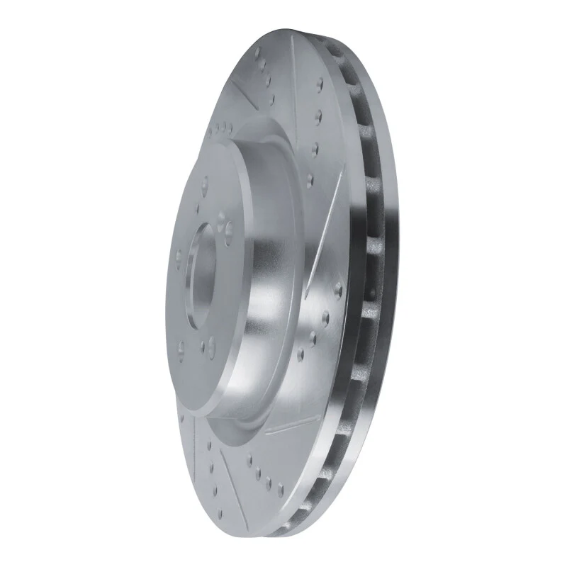 R1 2021-2025 Acura TLX Front Right Drilled & Slotted Silver Brake Rotor - Image 4