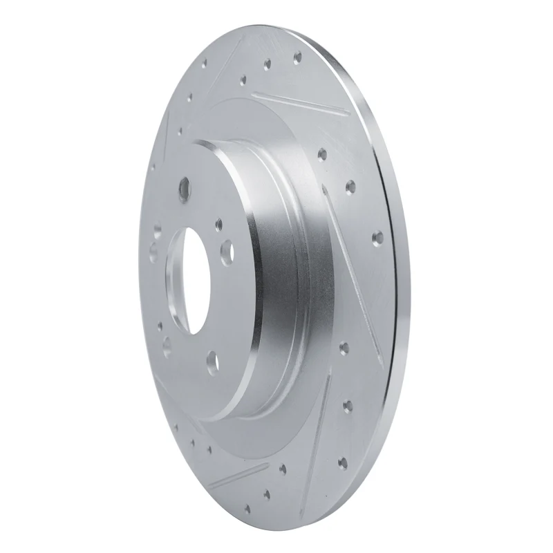 R1 2021-2025 Acura TLX Rear Left Drilled & Slotted Silver Brake Rotor - Image 2