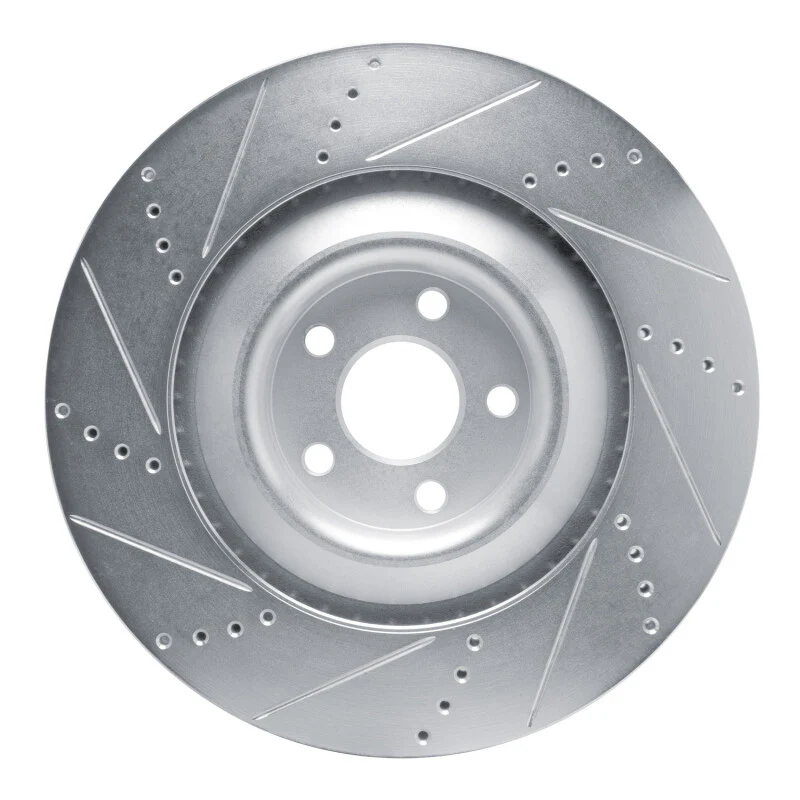 R1 2021-2025 Ford Mustang Mach-E Front Right Drilled & Slotted Silver Brake Rotor - Image 5