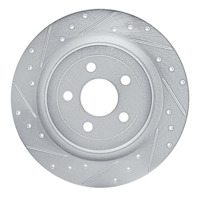 R1 2021-2025 Ford Mustang Mach-E Rear Left Drilled & Slotted Silver Brake Rotor
