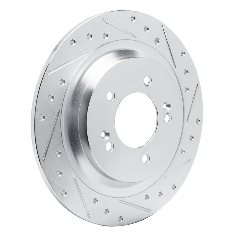R1 2021-2025 Hyundai Tucson Rear Right Drilled & Slotted Silver Brake Rotor - Image 3