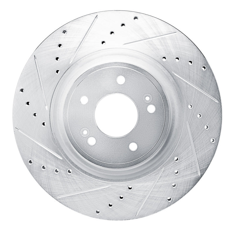R1 2022-2023 Genesis G70 Front Left Drilled & Slotted Silver Brake Rotor - Image 6