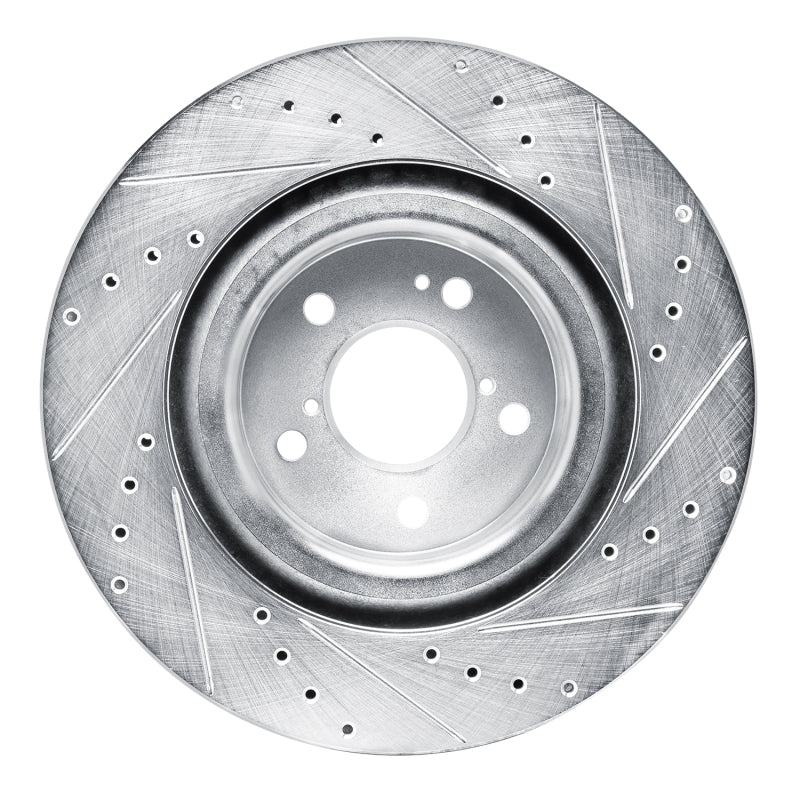 R1 2022-2026 Acura MDX Front Left Drilled & Slotted Silver Brake Rotor - Image 3