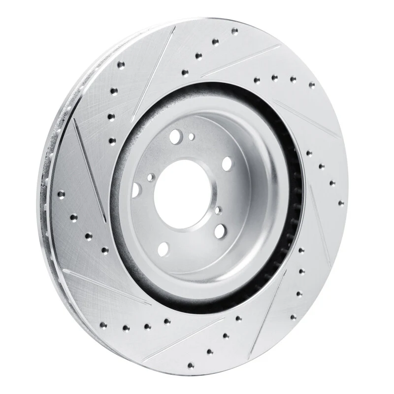 R1 2022-2026 Acura MDX Front Right Drilled & Slotted Silver Brake Rotor - Image 4