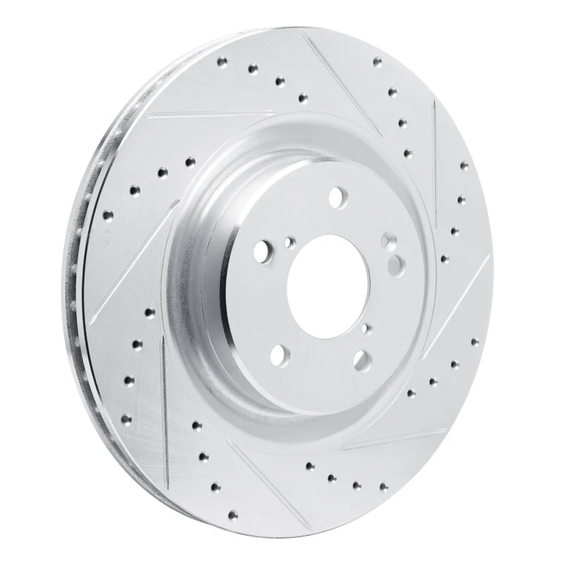 R1 2022-2026 Acura MDX Front Right Drilled & Slotted Silver Brake Rotor - Image 5