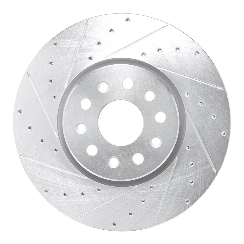 R1 21-25 Dodge Charger Daytona Front Left Drilled & Slotted Silver Brake Rotor