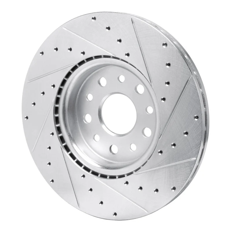 R1 21-25 Dodge Charger Daytona Front Left Drilled & Slotted Silver Brake Rotor - Image 4