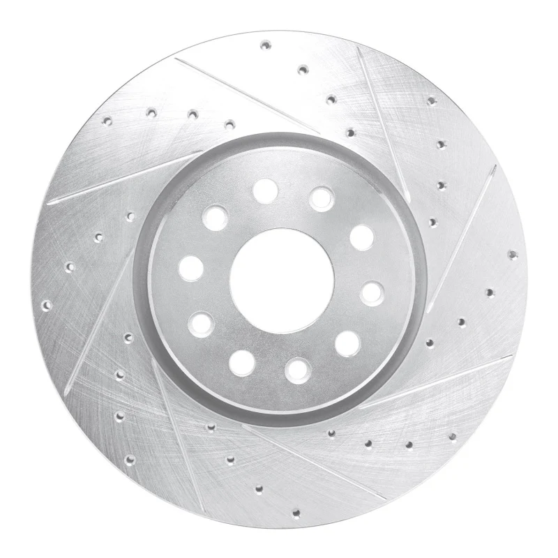 R1 21-25 Dodge Charger Daytona Front Right Drilled & Slotted Silver Brake Rotor