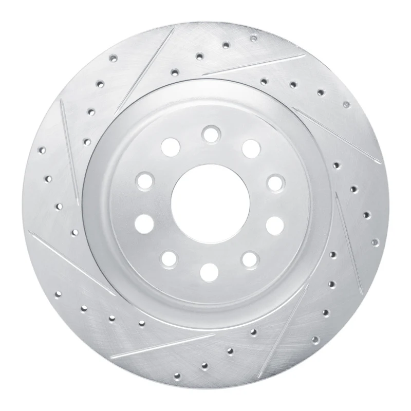 R1 21-25 Dodge Charger Daytona Rear Left Drilled & Slotted Silver Brake Rotor