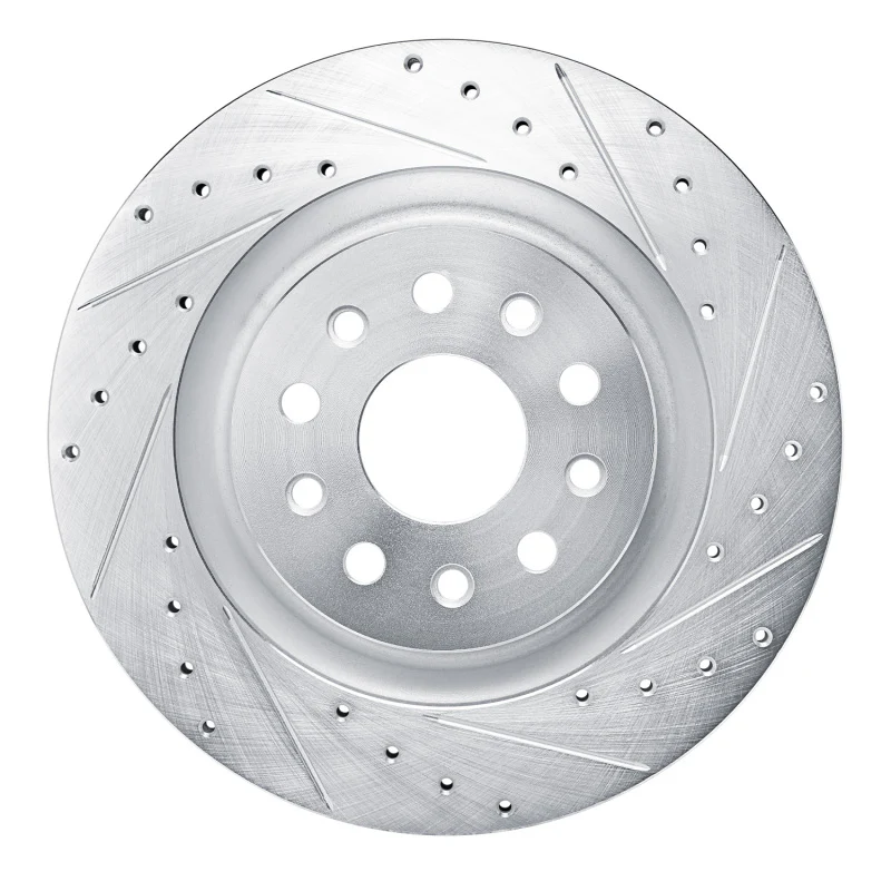 R1 21-25 Dodge Charger Daytona Rear Right Drilled & Slotted Silver Brake Rotor