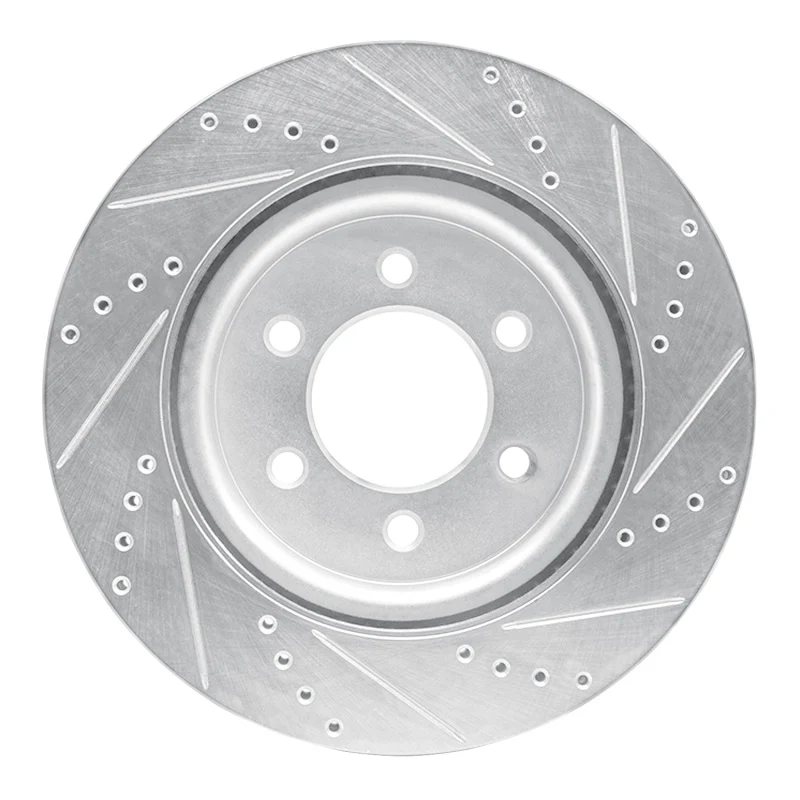 R1 21-25 Ford F-150 4WD Front Left Drilled & Slotted Silver Brake Rotor - Image 2