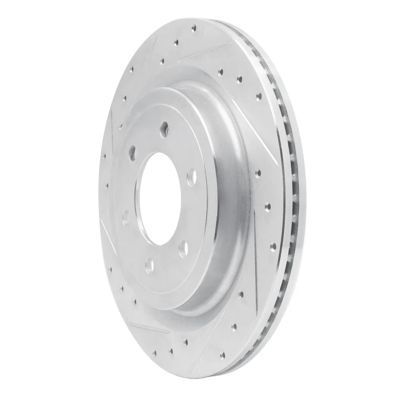 R1 21-25 Ford F-150 4WD Rear Left Drilled & Slotted Silver Brake Rotor - Image 2