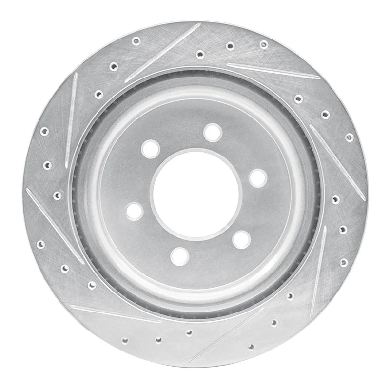 R1 21-25 Ford F-150 Lightning Rear Right Drilled & Slotted Silver Brake Rotor - Image 4