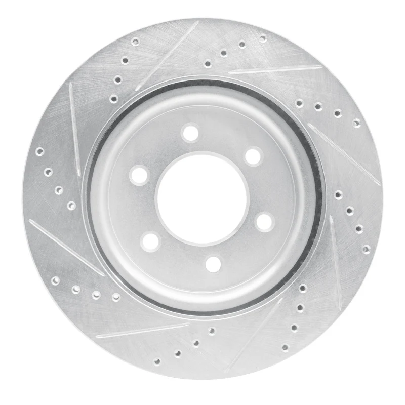 R1 21-25 Ford F-150 RWD Front Right Drilled & Slotted Silver Brake Rotor - Image 2