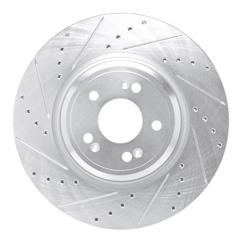 R1 21-25 Genesis GV70 Front Left Drilled & Slotted Silver Brake Rotor