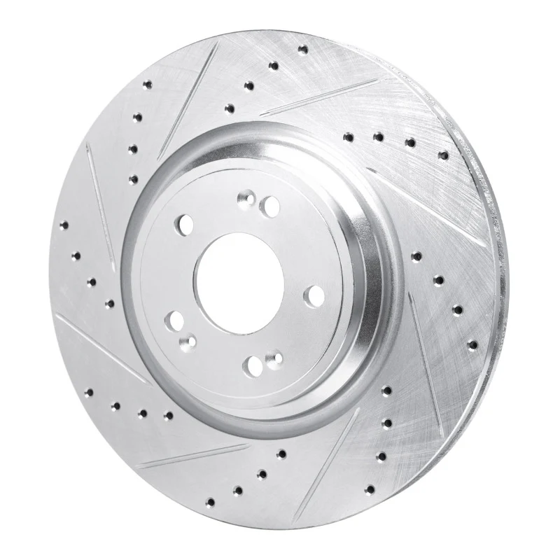 R1 21-25 Genesis GV70 Front Left Drilled & Slotted Silver Brake Rotor - Image 2