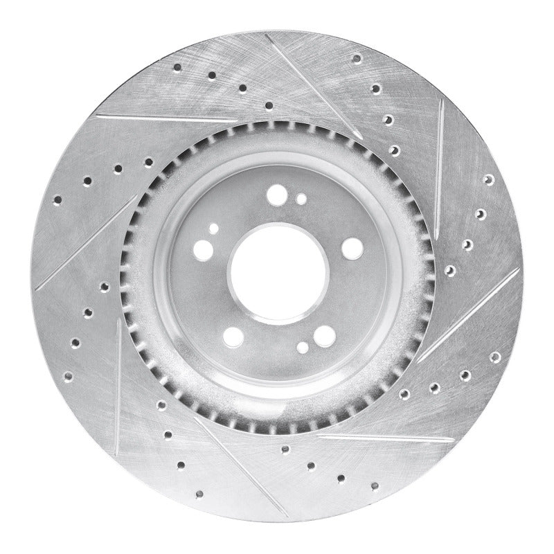 R1 21-25 Genesis GV70 Front Left Drilled & Slotted Silver Brake Rotor - Image 4