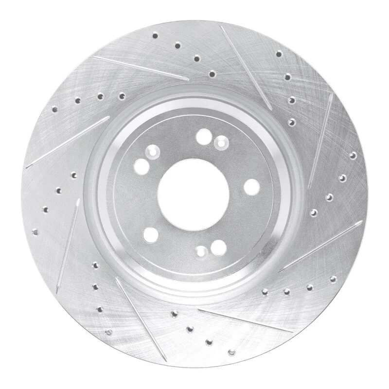 R1 21-25 Genesis GV70 Front Right Drilled & Slotted Silver Brake Rotor