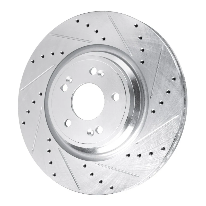 R1 21-25 Genesis GV70 Front Right Drilled & Slotted Silver Brake Rotor - Image 2