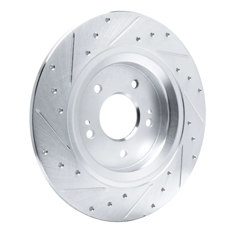 R1 21-25 Hyundai SANTA FE Rear Right Drilled & Slotted Silver Brake Rotor - Image 3