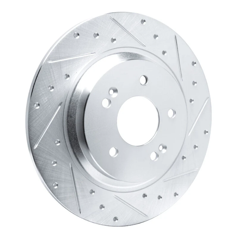 R1 21-25 Hyundai SANTA FE Rear Right Drilled & Slotted Silver Brake Rotor - Image 4