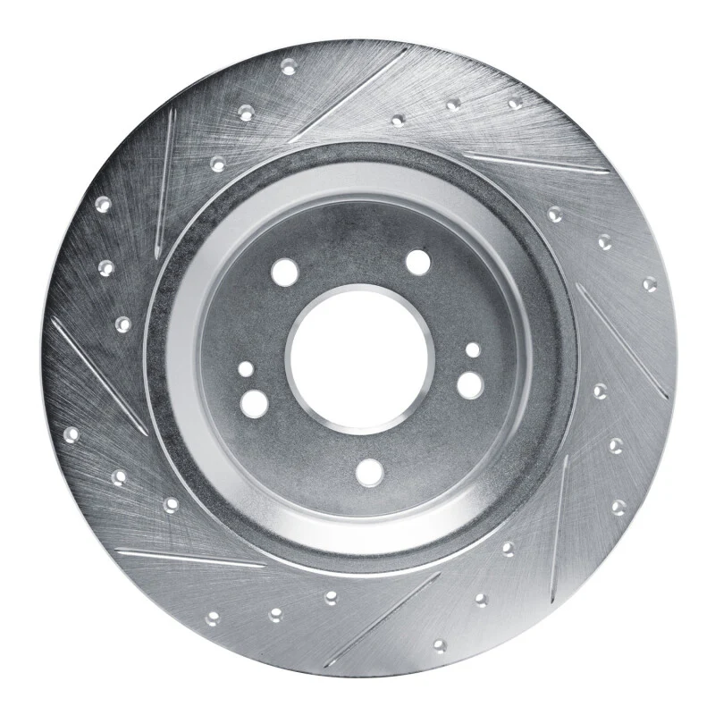 R1 21-25 Hyundai SANTA FE Rear Right Drilled & Slotted Silver Brake Rotor - Image 5