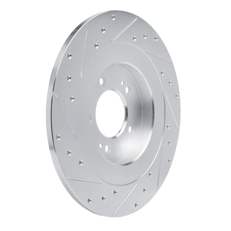 R1 21-25 Hyundai SONATA Rear Right Drilled & Slotted Silver Brake Rotor - Image 3