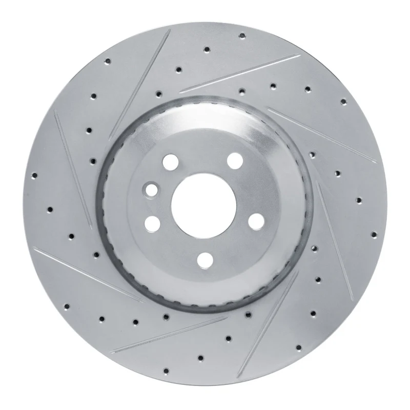 R1 21-25 Jaguar F-Pace Front Left Drilled & Slotted Silver Brake Rotor - Image 2
