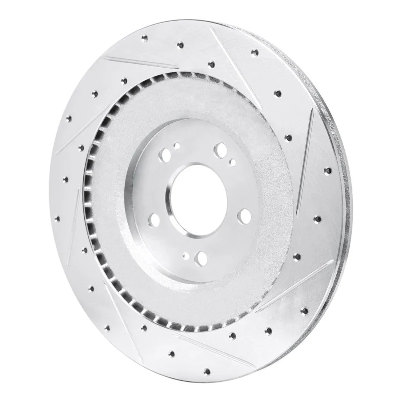 R1 21-26 Genesis G80 Rear Left Drilled & Slotted Silver Brake Rotor - Image 3