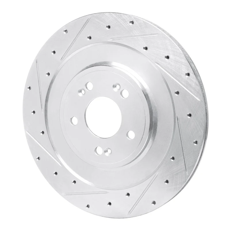 R1 21-26 Genesis G80 Rear Left Drilled & Slotted Silver Brake Rotor - Image 4