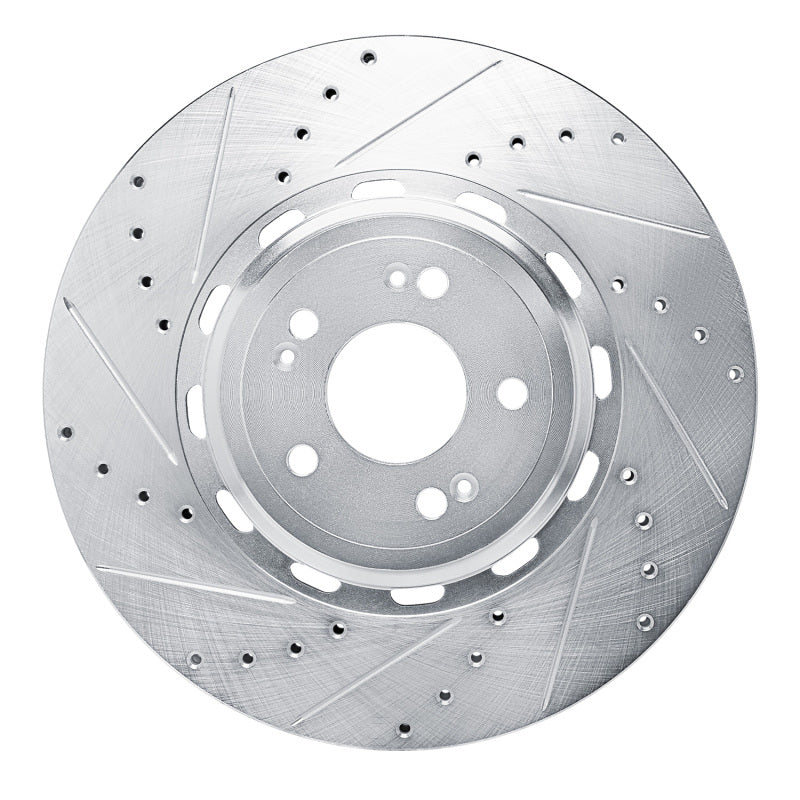 R1 21-26 Genesis G90 Front Left Drilled & Slotted Silver Brake Rotor - Image 6