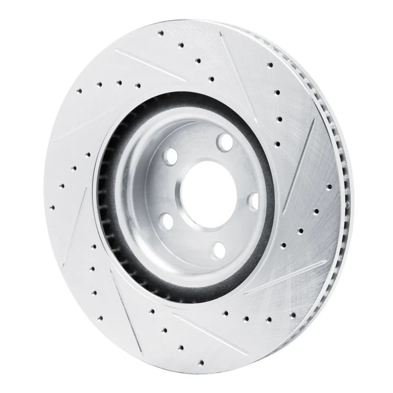 R1 22-25 Ford Maverick Front Left Drilled & Slotted Silver Brake Rotor - Image 2