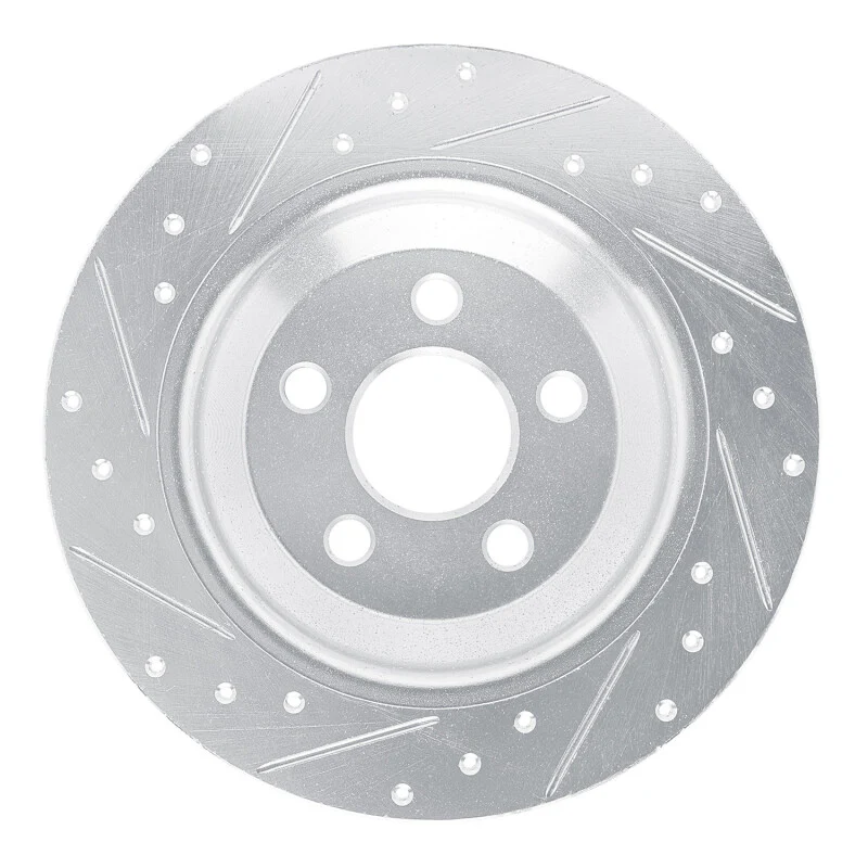 R1 22-25 Ford Maverick Rear Right Drilled & Slotted Silver Brake Rotor - Image 2