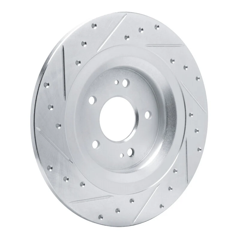 R1 22-25 Hyundai Ioniq 5 Rear Right Drilled & Slotted Silver Brake Rotor - Image 5