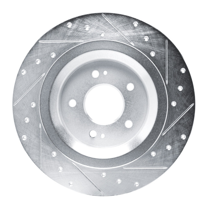 R1 22-25 Hyundai Ioniq 6 Rear Left Drilled & Slotted Silver Brake Rotor - Image 3