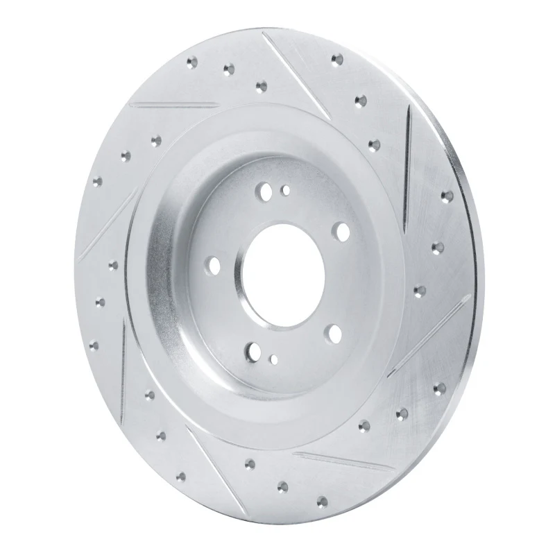 R1 22-25 Hyundai Ioniq 6 Rear Left Drilled & Slotted Silver Brake Rotor - Image 4